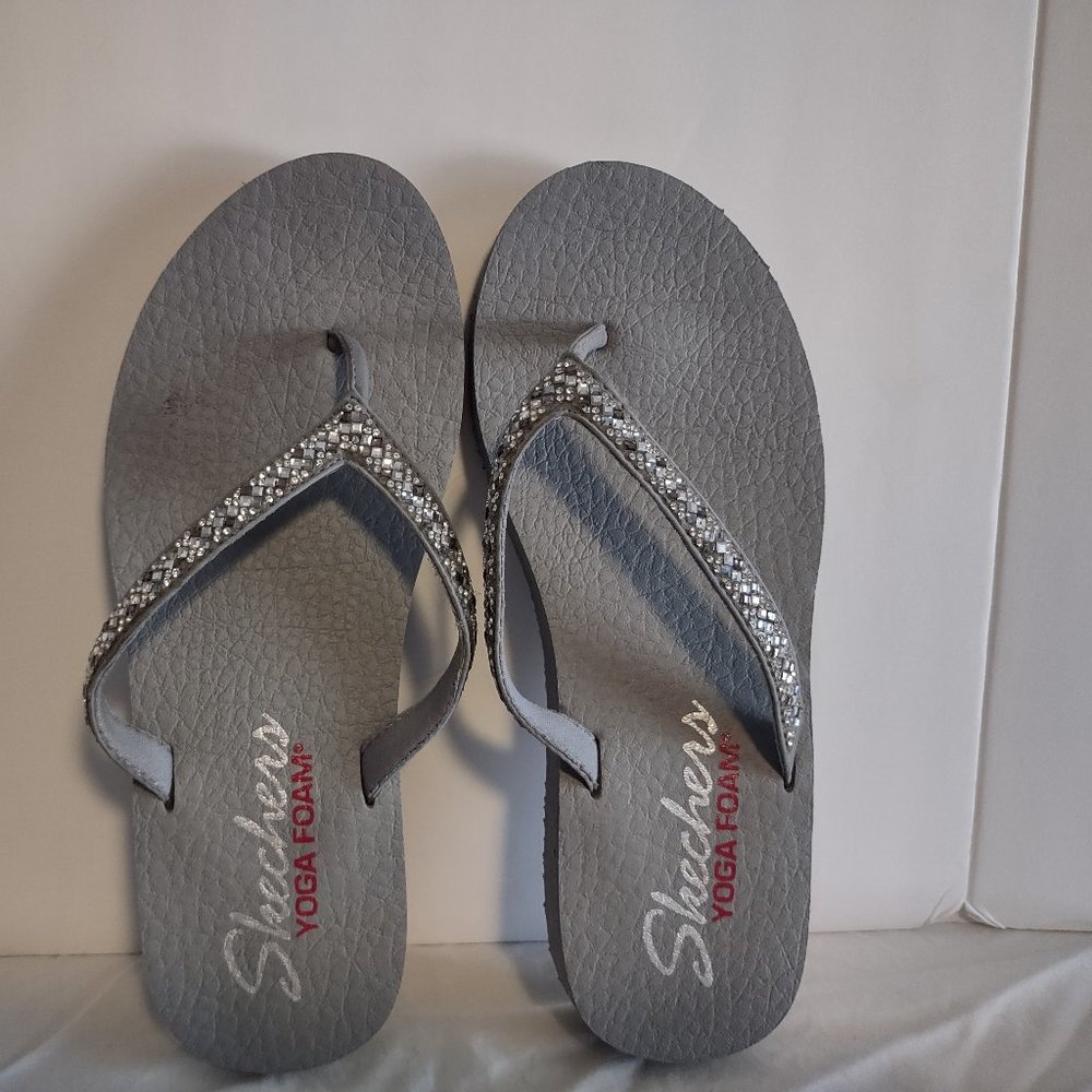SKECHERS WOMENS FLIP FLOPS GREY 8
